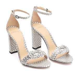 💥 ALEXANDRE BIRMAN Vicky Block Heel Knotted Python Sz 36.5